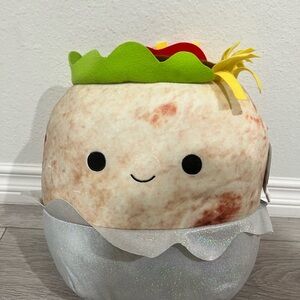 Squishmallows Burrito Stuffed Animal - Green, Red, Yellow, Brown, Silver